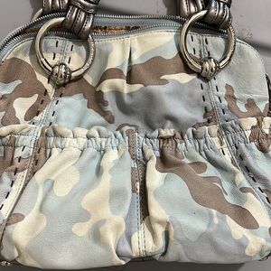 B. Makowsky Blue Camo Leather Bag